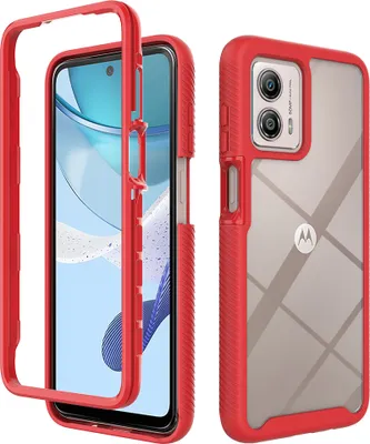 Produktbild von Moto G53 Hülle, Hybrid Transparente Rückseite TPU Bumper Stoßfest Schutzhülle für Motorola Moto G53 Rot