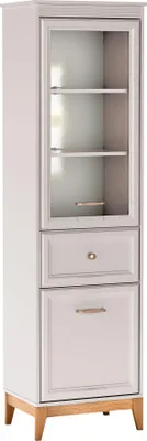 Produktbild von MIRJAN24 Hochvitrine Windsor W-6, Stilvoll Wohnzimmer, Vitrine mit zwei Drehtüren und eins Schubladen (Farbe: Cashmere, Mit Belechtung)