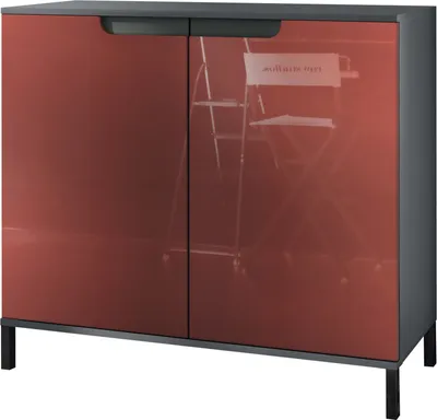 Produktbild von Vladon Kommode Sylt V3, Moderner Küchenschrank mit 2 großen Türen Anthrazit matt / Bordeaux Hochglanz (92,5 x 83.5 x 35)