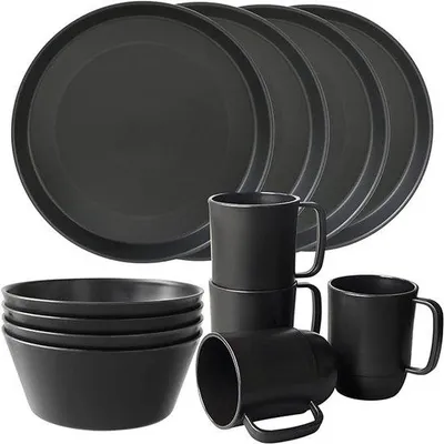 Productafbeelding van Famanu Campingservies set, 12-delig - Lichtgewicht borden, kommen en bekers voor 4 personen