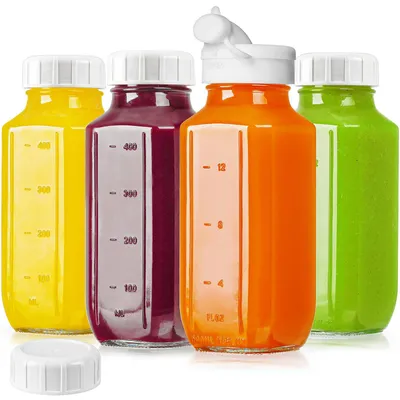 4er-Set Glasflaschen 500 ml mit luftdichtem Deckel und Ausgießer