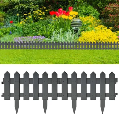 Image de vidaXL Bordure de pelouse 25 pcs. Anthracite 10 m PP