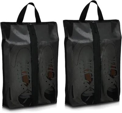 Obrázok produktu pre Sada 2 cestovných tašiek na topánky, vodoodpudivé, 40 x 22 x 10 cm, čierne, 2 kusy - L