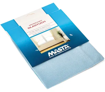 Produktbild von Masta Microfaser-Glasreinigungstuch, Microfasertuch, Reinigungstuch für Glas, Spiegel und glatte Flächen, blau, 40 x 40 cm