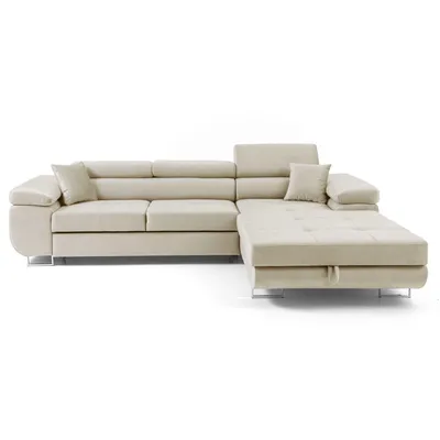 Produktbild von MUFFO Ecksofa ALONZO L Rechts mit Schlaffunktion 125x195 Velours Beige