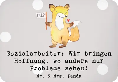Produktbild von Mr. & Mrs. Panda magnet Sozialarbeiterin Hoffnungsträger - Grau Pastell - Geschenk, bessere Welt, haftmagnet, Hilfe, personalisierte Geschenke, Berufe, büromagnet, Beruf