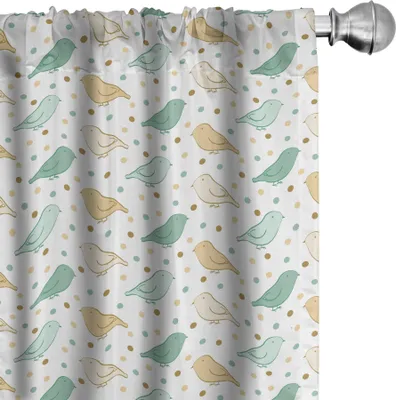 Immagine prodotto di ABAKUHAUS Colori tenui Tende, tendaggi, uccellini e pois in diversi colori, motivo ripetuto, 2 pezzi 75 x 225 cm, multicolore