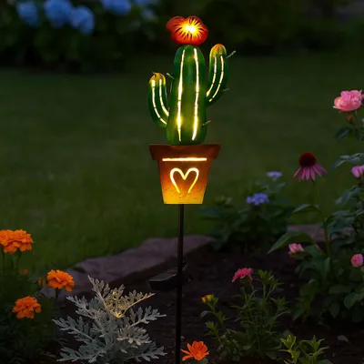 Produktbild von LED Solar Steckleuchte, Kaktus, bunt, H 80 cm
