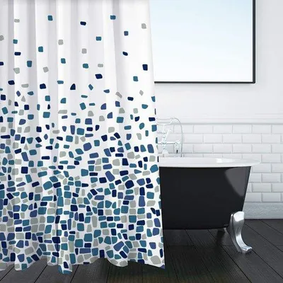 Produktbild von Famanu Duschvorhang Mozaikblau 180x180 cm - Polyester, wasserabweisend, schimmelresistent