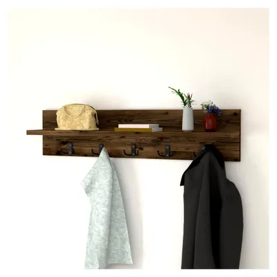 Produktbild von Wandgarderobe Hammarö mit 10 Haken in antiker Eiche-Optik