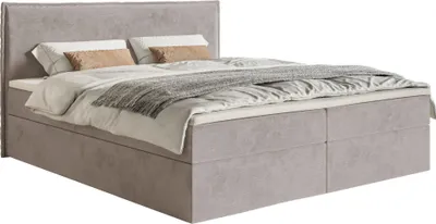 Obrázok produktu pre Selsey Softie - posteľ s pružinovou posteľou 180x200 cm s topperom a úložným priestorom, vodeodolný velúr, sivo-hnedá