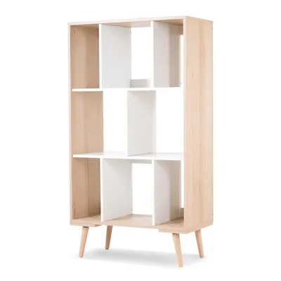 Produktbild von Standregal Buche/Weiß, 80 cm Breite, 146 cm Höhe, 40 cm Tiefe, 8 Ablagefächer