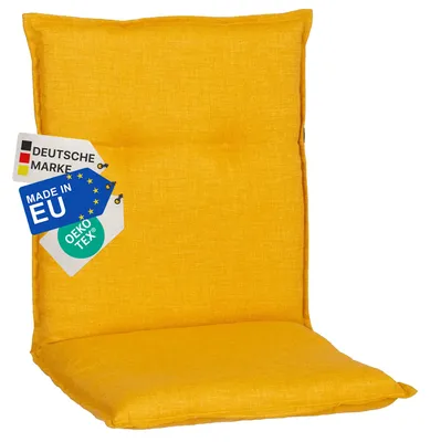 Produktbild von NYVI Gartenstuhl Auflage Niedriglehner Barcelona - UV-Beständig, Atmungsaktiv, Strapazierfähig - Niedriglehnerauflage Sitzkissen Outdoor - Sitzauflagen für Gartenstühle 100x50cm Senfgelb