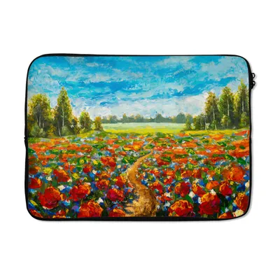 Produktbild von MuchoWow® Laptop Hülle 13 Zoll Ölfarbe - Malerei - Blumen - Landschaft Laptoptasche - Laptophülle - Sleeve - Rundumschutz