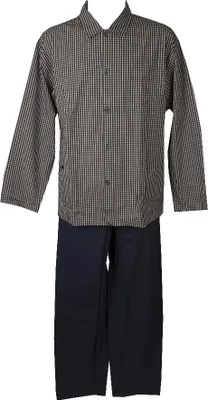 Immagine prodotto di Pigiama uomo cotone estivo tessuto manica lunga aperto con bottoni e colletto RAGNO articolo N65282, 5 - QUINTA, Cotone 100%