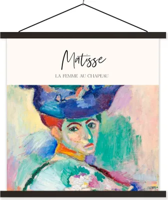 Produktbild von MuchoWow® Textilposter Kunst - Henri Matisse - La femme au chapeau 90x90 cm mit schwarzem Rahmen - Magnetisches