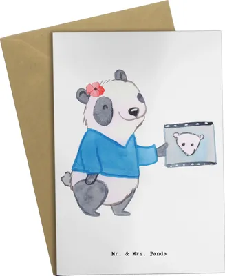 Produktbild von Mr. & Mrs. Panda babykarte Radiologie Assistentin Herz - Weiß - Geschenk, einladungskarten, Grußkarte, Beileidskarte, weihnachtskarten, valentinstagskarte, Grußkarten