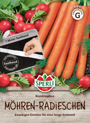 Produktbild von SPERLI Saatband Kombination Möhre Lange rote stumpfe ohne Herz 2 Radieschen Sora 5 lfd. Meter