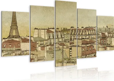 Produktbild von Modernes Wandbild 020119- 17 (100x50) - 5 Teilig Bilder Fotografie auf Vlies Leinwand Foto Bild Dekoration Wand Bilder Kunstdruck City Paris