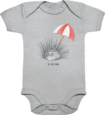 Produktbild von Mr. & Mrs. Panda Babybody Seeigel 1. - 3. Monat - Heather Grey - Geschenk, Achtsamkeit, kurzarm, Strampler, Baby, overall, Lebe, Meer, babykleidung body, Leben