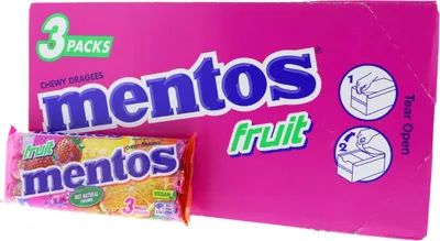 Produktbild von 25 x 3er Pack Mentos Fruit Chewy Dragees Frucht Bonbons 75x38g Rollen