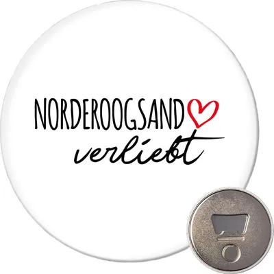 Produktbild von Huuraa Magnet Norderoogsand verliebt 59mm Kühlschrankmagnet rund Flaschenöffner Geschenkidee