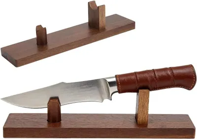 Imagen del producto de Soporte para cuchillos de madera, color marrón, 27 x 6,5 x 7 cm, organizador de cuchillos para la cocina