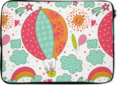 Produktbild von MuchoWow® Laptop Hülle 13 Zoll Kaninchen - Schnittmuster - Baby Laptoptasche - Laptophülle - Sleeve - Rundumschutz