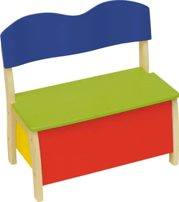 Produktbild von roba Kindertruhenbank, aus Massivholz und MDF gefertigt, Rücken und Sitzfläche mehrfarbig lackiert