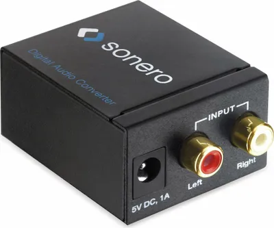 Immagine prodotto di Convertitore audio. Audio stereo analogico (RCA L/R) in audio digitale (coassiale e Toslink).