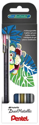 Produktbild von Pentel Dual Metallic - Stick pen - Mehrfarben - Schwarz - Blau - Gold - Silber - Kunststoff - 0,5 mm - 4 Stück(e)