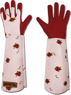 Produktbild von Levaz Work - Floral weinrot - Rosenhandschuhe Gartenhandschuh Rosen lange Stulpe Dornenschutz Damen - Größe: L