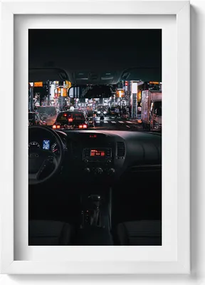Produktbild von Auto in Tokio– Wandbild mit Rahmen – Gerahmtes Bild  – Wanddekoration – 20x30 cm – Weiß
