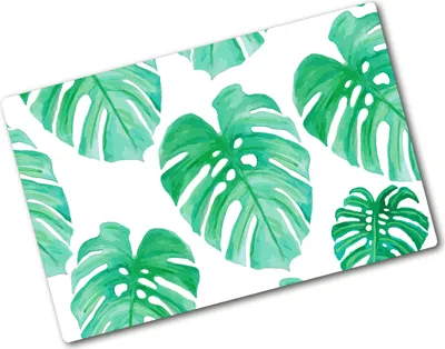 Produktbild von Tulup Glas Herdabdeckplatte - 80x52 cm - Glaskeramikkochfeld-Abdeckung Spritzschutz Glasabdeckplatte - Einteilig - Blumen & Pflanzen - Monstera - Grün