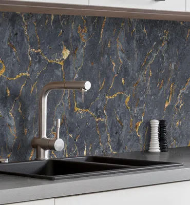 Produktbild von Küchenrückwand selbstklebend Marmor schwarz Spritzschutz Folie 400 x 60cm Folie 0,2mm