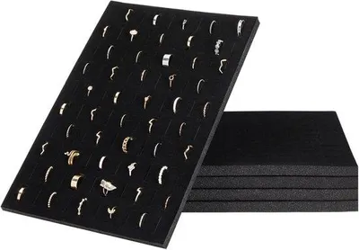 Productafbeelding van Displaybakken: 5 stuks schuimringhouders, elk met 100 vakken, afmetingen 34 x 23 cm