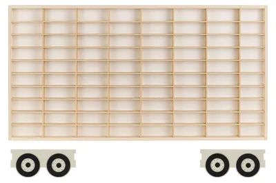 Produktbild von ArtTwist Trailer für Modellauto Vitrine | Hot Wheels Aufbewahrung zu 80 Fächen | Sammlervitrine Hängend 78,5cm x 40cm x 4cm | Setzkasten Holz für Wanddeko und Organisation (003K)