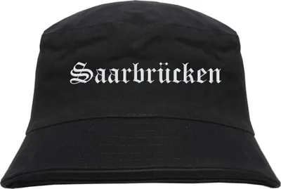 Produktbild von Saarbrücken Fischerhut - Altdeutsch - bestickt -  Bucket Hat Anglerhut Hut Anglerhut Hut  Schwarz L/XL