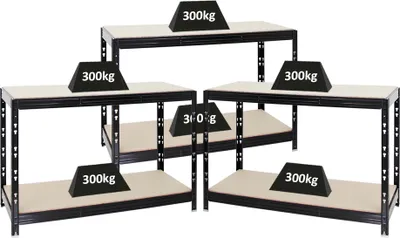 Produktbild von Mega Deal | 3x Werkbank Tiger | 300 kg pro Fachboden | HxBxT 90x140x60 cm | Schwarz