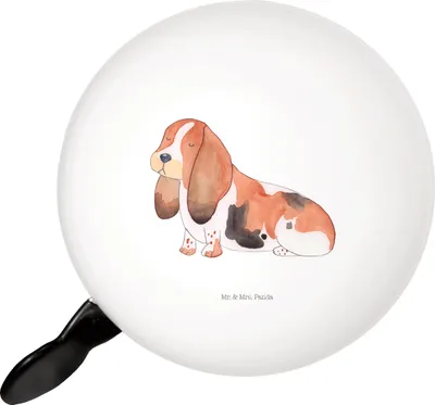 Produktbild von Mr. & Mrs. Panda Fahrradklingel Hund Basset Hound - Weiß - Geschenk, Klingel Für Fahrrad, Fahrrad-Klingel, Süß, Hundeliebe, Tierliebhaber, glocke