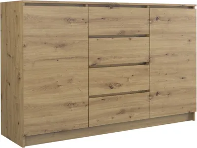 Produktbild von Kommode mit 4 Schubladen 2 Schränke 140cm Klamotenschrank Sideboard Anrichte hol