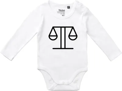 Produktbild von Huuraa Baby Body Waage Sternzeichen Symbol 80 White  Baumwolle Fairtrade Langarmbody Geschenkidee