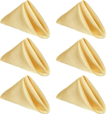Produktbild von 6 Stück Satinservietten in Gold 30x30 cm aus waschbarem Polyester für Tischdekoration