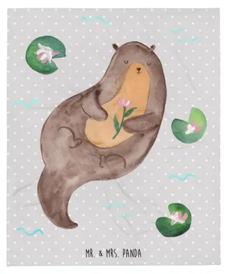 Produktbild von Mr. & Mrs. Panda Plaid Otter Seerose - Grau Pastell - Geschenk, Sofadecke, Wasser, Seeotter, Sofaüberwurf, Tagesdecke, Bettdecke, Decke, Kuscheldecke, Fluss, glücklich