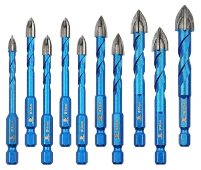 Zdjęcie produktu dla Zestaw wierteł do płytek, 10-częściowy, 5-12 mm, do ceramiki, płytek, marmuru i kamienia