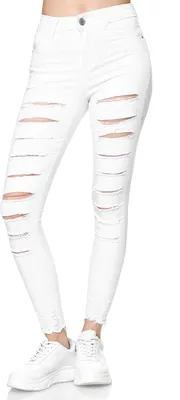 Produktbild von Elara Damen Jeans Destroyed Zerrissen YG569 White-40 (L)