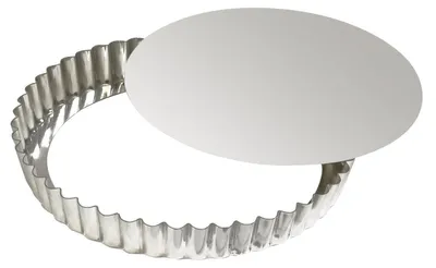 Zdjęcie produktu dla Gobel | Okrągła, rowkowana podstawa pod garnek z blachy białej z ruchomym dnem | Ø 28 cm | Wysokość 2,5 cm | Idealna do pieczenia i gotowania | Wyprodukowano we Francji