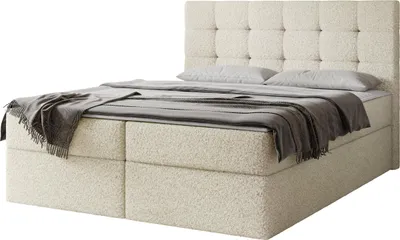 Produktbild von MIRJAN24 Boxspringbett Luanda Boucle, Doppelbett mit zwei Bettkästen und Matratze, Ehebett (Farbe: Lambi 08, Größe: 140x200 cm)