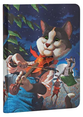 Produktbild von Notizbuch mit Hardcover, mit Katzen- und Geigenmotiv