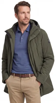 Produktbild von Grüner wasserdichter Parka mit Kapuze, Reißverschluss und Knöpfen für den Winter